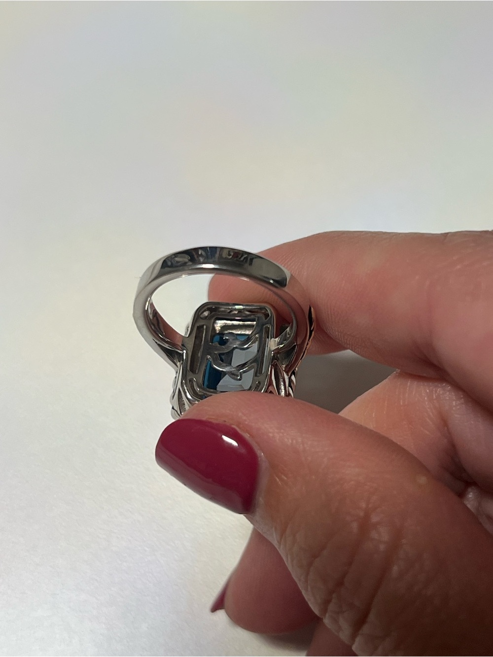 Effy Two-Tone Emerald-Cut 7 ct Blue Topaz Ring - Picture 10 of 12